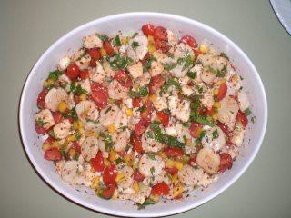 Salat mit Steinbutt und Jakobsmuscheln